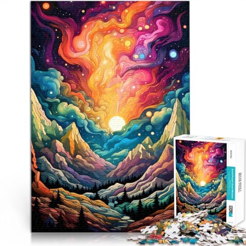 Puzzle für Erwachsene und Kinder, Berg mit bunten Sternen, Puzzle für Erwachsene, 1000 Teile, 50 x 75 cm, Holzpuzzle für Erwachsene und Familien, Familienaktivität von BBVNFLIR