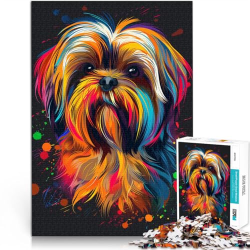 Puzzle für Erwachsene und Kinder, Lhasa Apso Dog Art, 1000-teiliges Puzzle, Lernspiele, 50 x 75 cm, Holzpuzzle für Erwachsene und Familien, Spiele, Spielzeug, Geschenk von BBVNFLIR