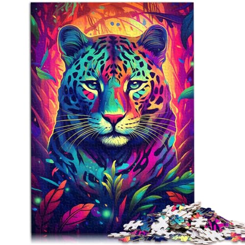 Puzzle für Erwachsene und Kinder, Neon-Ozelot, 1000 Teile, Puzzle, 50 x 75 cm, Holzpuzzle für Erwachsene und Kinder ab 14 Jahren, Lernpuzzle von BBVNFLIR