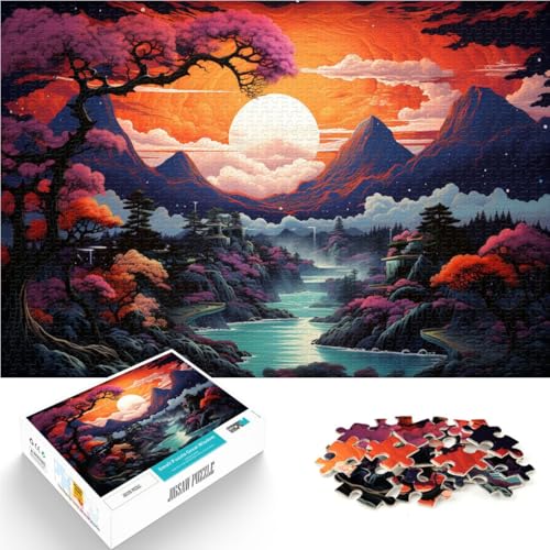 Puzzle für Erwachsene und Kinder, japanische Kunstlandschaft, Puzzle für Erwachsene, 1000 Teile, 50 x 75 cm, Holzpuzzle für 14-Jährige, Spielzeug-Wanddekoration von BBVNFLIR