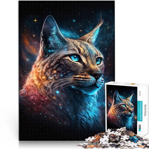 Puzzle für Erwachsene und Kinder Luchs-Tiergalaxie-Puzzles für Erwachsene 1000 Teile 50x75cm Holzpuzzle für Erwachsene und Kinder ab 14 Jahren Spielzeug-Wanddekoration von BBVNFLIR