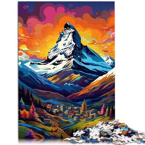 Puzzle für Erwachsene und Kinder Zermatt bunt 1000 Teile Puzzle Lernspiele 50x75cm Holzpuzzle Teens Kids als Geschenk für die ganze Familie und die von BBVNFLIR