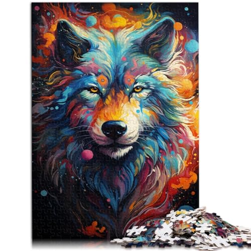 Puzzle für Erwachsene und Kinder. Wolf, farbenfrohes Puzzle für Erwachsene, 1000 Teile, 50 x 75 cm, Holzpuzzle für Erwachsene und Kinder ab 14 Jahren, tolles von BBVNFLIR