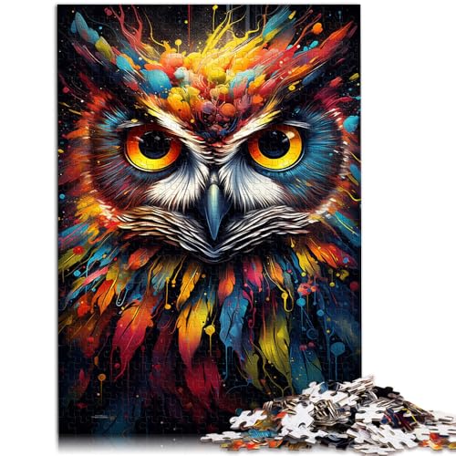 Puzzle für Kinder, Malerei, farbiges Tier, Eule, Puzzle für Erwachsene, 1000 Teile, 50 x 75 cm, Holzpuzzle, geeignet für Kinder ab 14 Jahren, Heimdekoration von BBVNFLIR