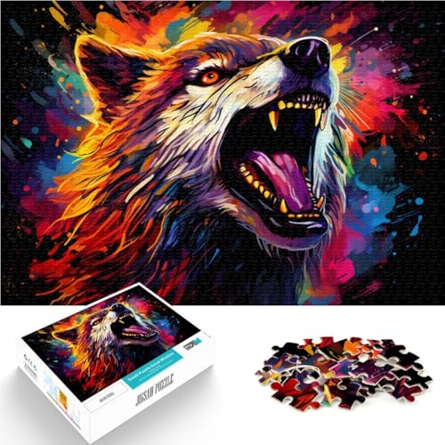 Puzzle für Kinder, Wolf mit offenem Maul, 1000 Teile, Puzzle 50 x 75 cm, Holzpuzzle für Erwachsene und Kinder ab 14 Jahren, Spiele, Spielzeug, Geschenk von BBVNFLIR