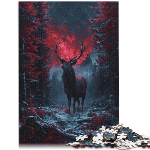 Puzzle für Kinder Iris Hirsch im Wald Puzzle für Erwachsene 1000 Teile 50x75cm Holzpuzzle Geeignet für Kinder ab 14 Jahren Stressabbau von BBVNFLIR