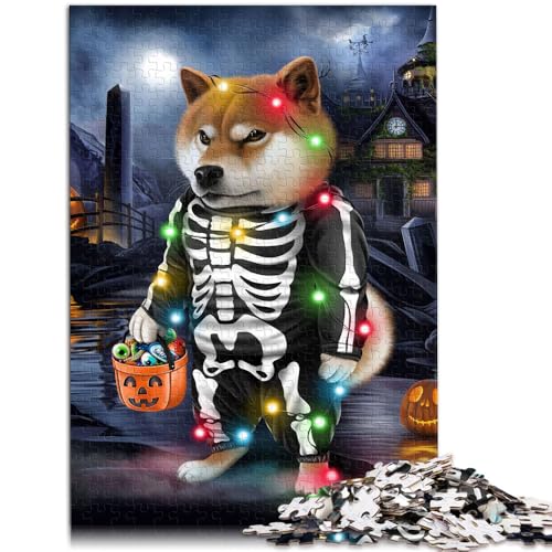 Puzzle für Kinder Shiba-Hund im Totenkopfkostüm Puzzle für Erwachsene 1000 Teile 50x75cm Holzpuzzle für Erwachsene und Kinder ab 14 Jahren Spiele Spielzeug Geschenk von BBVNFLIR