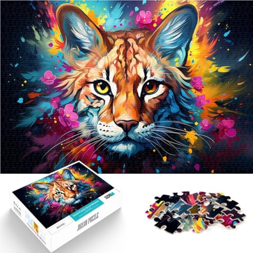 Puzzle für Kinder: Geheimnisvoller bunter Luchs, 1000 Teile, 50 x 75 cm, Holzpuzzle für Teenager und Kinder, herausfordernd, Aber lustig und humorvoll von BBVNFLIR