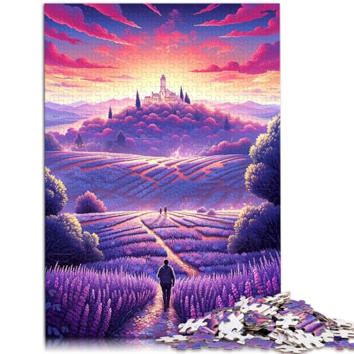 Puzzle für Lavendelfelder in der Provence, Frankreich. Puzzle für Erwachsene 1000 50x75cm Holzpuzzle. Geeignet für Erwachsene und Kinder ab 14 Jahren. von BBVNFLIR