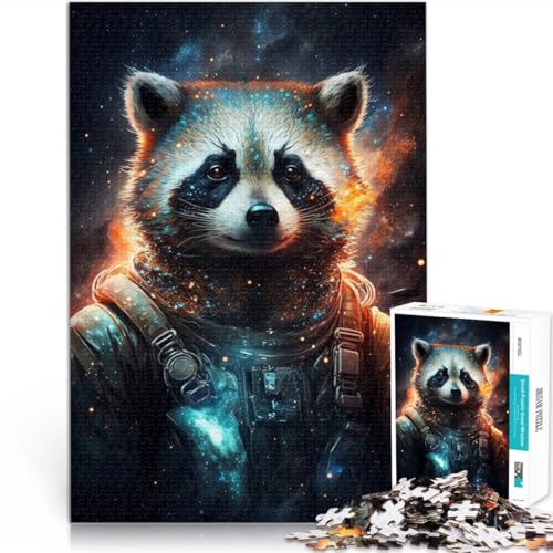 Puzzle für Waschbär-Astronauten, 1000-teiliges Puzzle, Lernspiele, 50 x 75 cm, Holzpuzzle für Erwachsene und Familien, Lernspiele für zu Hause, DIY-Spielzeug von BBVNFLIR