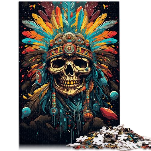 Puzzle mit indischem Totenkopf, 1000 Teile, für Erwachsene und Kinder, 50 x 75 cm, Holzpuzzle, tolles Geschenk für Teenager und Kinder, für die ganze Familie von BBVNFLIR