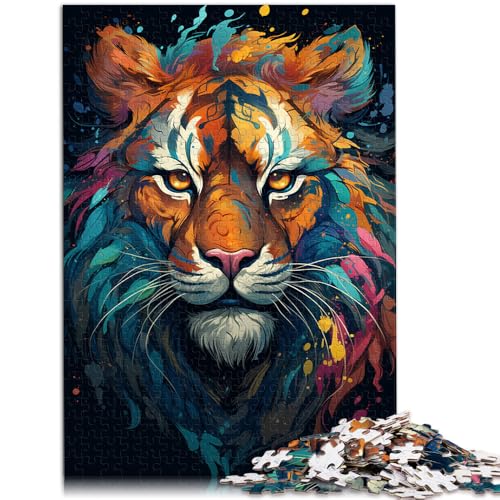 Puzzles für Erwachsene und Teenager, Gemälde eines Wilden, bunten Tigers, Puzzle 1000 Teile, 50 x 75 cm, Holzpuzzle für Erwachsene und die Familie, tolles Geschenk für Erwachsene von BBVNFLIR