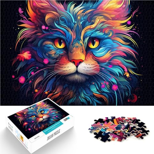 Spielzeug Puzzle Lernspiele Geheimnisvolle Bunte Katze 1000 Teile Puzzle für Erwachsene 50x75cm Holzpuzzle für Erwachsene & Kinder Tolles Geschenk für Erwachsene von BBVNFLIR