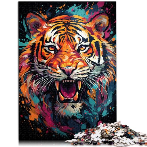 Spielzeug Puzzle Lernspiele Gemälde eines Wilden bunten Tigers Puzzle 1000 Teile für Erwachsene 50x75cm Holzpuzzle für Erwachsene und Kinder zum Stressabbau von BBVNFLIR