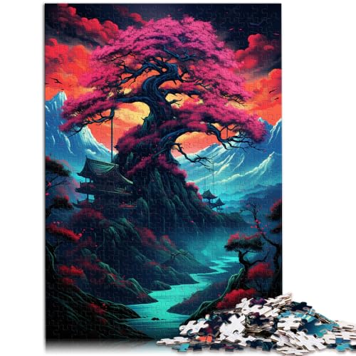 Spielzeug Puzzle Lernspiele Japanische Bäume und Berge Inspiration 1000-teiliges Puzzle 50x75cm Holzpuzzle für Erwachsene Kinder pädagogische Herausforderung von BBVNFLIR