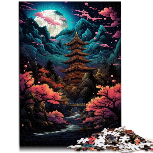 Spielzeug Puzzle Lernspiele Japanischer Wald Nachtansicht für Erwachsene 1000 Teile Puzzle Geschenke 50x75cm Holzpuzzle für Kinder ab 14 Jahren Gutes Geschenk für Erwachsene Kinder von BBVNFLIR