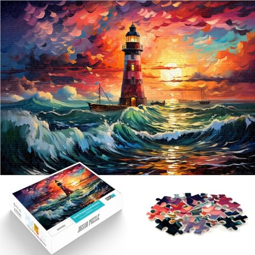 Spielzeug Puzzle Lernspiele Leuchtturm am Meer 1000-teiliges Puzzle für Erwachsene 50x75cm Holzpuzzle Geeignet für Erwachsene und Kinder ab 14 Jahren von BBVNFLIR