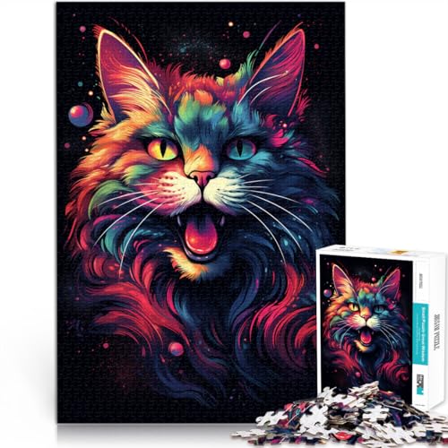 Spielzeug Puzzle Lernspiele Maine Coon Katze für Erwachsene 1000 Teile Puzzle Geschenke 50x75cm Holzpuzzle für Erwachsene & Kinder Familienunterhaltungsspielzeug von BBVNFLIR