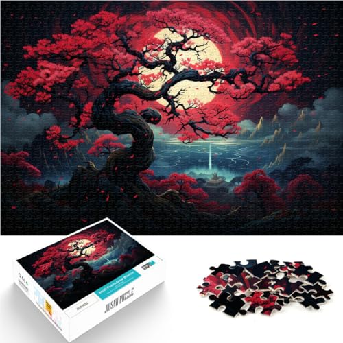 Spielzeug Puzzles Lernspiele Japanische Kirschblütenlandschaftskunst 1000-teiliges Puzzle für Erwachsene 50x75cm Holzpuzzle Teenager und Kinder Familienaktivität von BBVNFLIR