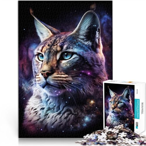 Spielzeug Puzzles Lernspiele Luchs Tier Galaxie Puzzle für Erwachsene 1000 Teile 50x75cm Holzpuzzle für Erwachsene Familie Weihnachtspuzzle Geschenke von BBVNFLIR