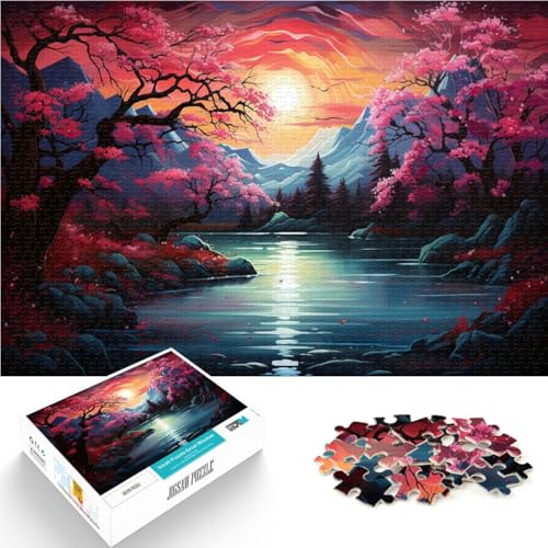 Teenager-Puzzle Japanische Kirschblüten-Landschaftskunst 1000-teiliges Puzzle 50x75cm Holzpuzzle Geeignet für Kinder ab 14 Jahren Spielzeug Wanddekoration von BBVNFLIR