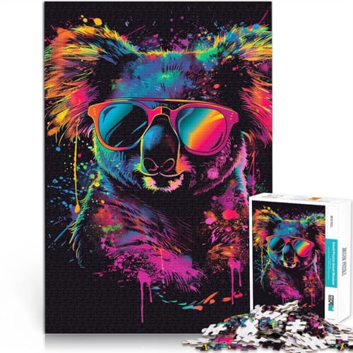 für Erwachsene Puzzle Koala mit Kopfhörern und Sonnenbrille 1000-teiliges Puzzle für Erwachsene und Kinder 50x75cm Holzpuzzle für Erwachsene und Kinder ab 14 Jahren von BBVNFLIR