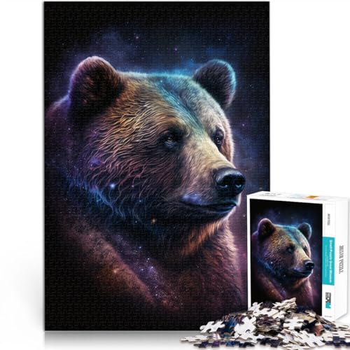 für Erwachsene Puzzle Space Art Braunbär Puzzle für Erwachsene und Kinder 1000 Teile 50x75cm Holzpuzzle Puzzles für 14-Jährige Spiele Spielzeug Geschenk von BBVNFLIR