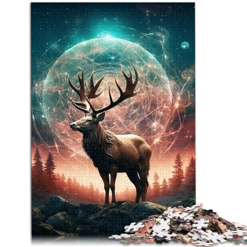 für Erwachsene Puzzle Starry Moon Deer Erwachsene 1000 Teile Puzzle 50x75cm Holzpuzzle Geeignet für Kinder ab 14 Jahren Lernspiel Herausforderung Spielzeug von BBVNFLIR