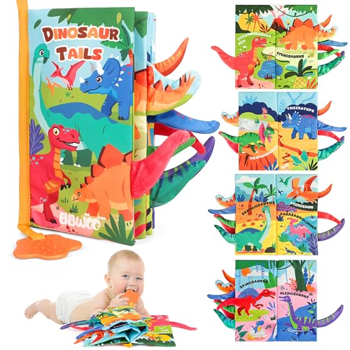 BBWOO Baby Spielzeug 0 6 Monate Babybuch Sensorisches Stoffbuch, Interaktive Fühlbuch Knisterbuch ab 0 3 6 Monate Lernspielzeuge Quiet Book Geschenk für Neugeborene (Dinosaurier) von BBWOO