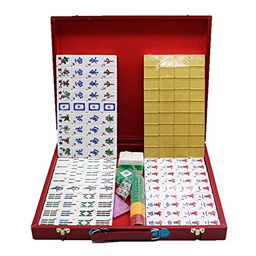 Mahjong-Set aus China, 144 Acrylfliesen, Mahjong-Spielset mit tragbarem Koffer (Farbe: A) von BBZY