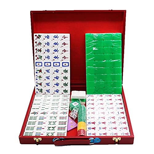 Mahjong-Set aus China, 144 Acrylfliesen, Mahjong-Spielset mit tragbarem Koffer (Farbe: B) von BBZY