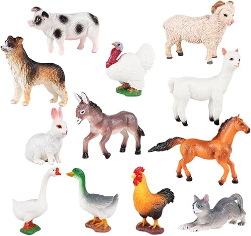 BCEDIGAD 12Pcs Bauernhof Tier Figuren,Mini Bauernhoftiere Set,Realistische Bauernhof Tiere,Cake Topper Tiere,PVC Animal Ornament,für Kinder Party Deko,Lernspielzeug von BCEDIGAD