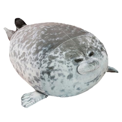 BCEDIGAD Robbe Kuscheltier Chubby Seal Pillow Seal Plush Toy Grau Robbe Kuscheltiere Robbe Plüschtier Tier Kuscheltiere Umarmungskissen Plüschkissen Spielzeug Geschenk(30cm) von BCEDIGAD