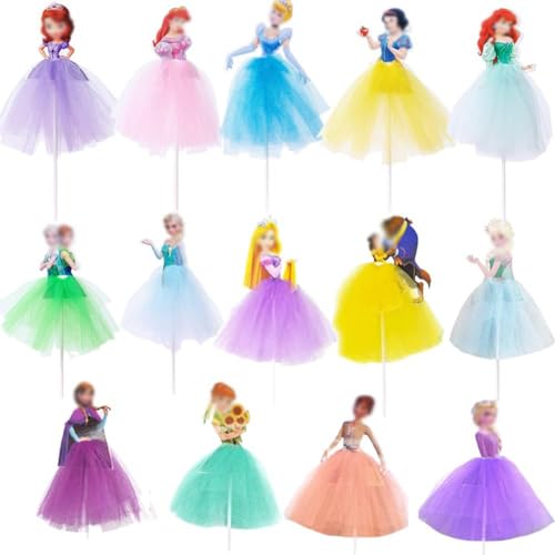 BCEDIGAD Prinzessinnen Cake Toppers 14 Stück Geburtstag Princess Tortendeko Tortendeko Kindergeburtstag Mädchen Topper Set für Mädchen Themenparty Party Kuchen Dekoration von BCEDIGAD