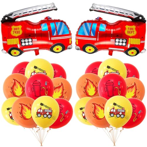 BCEDIGAD Rot Gelb und Orange Feuerwehr Luftballons 22 Stück Feuerwehr Ballons Geburtstag Feuerwehrauto Aluminiumfolienballon Ballon Girlande FeuerwehrJunge Geburtstag Deko Feuerwehrmann von BCEDIGAD