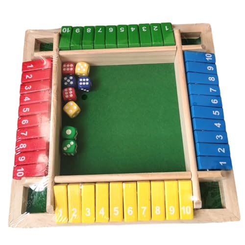 BCEDIGAD Schließ die Box Würfelspiel,4 Spieler Brettspiel aus Holz,Shut The Box Spiel,Brettspiel aus Holz mit 2 Würfel,Würfelspiel Mathematik für Klassenzimmer, Zuhause, Party Oder Kneipe von BCEDIGAD