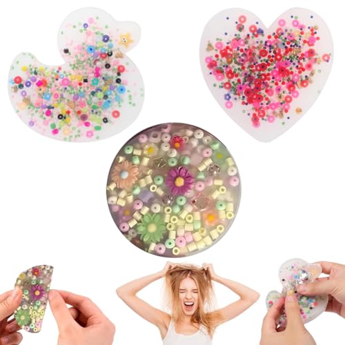 Skin Picking Fidget Toys,3 Stück Skin Picking Spielzeug Silikon Picking Pad Skin Picking Party Sensorisches Spielzeug Anti-Stress Relief Fidget Toy Für ADHD OCD(Herzförmig+Rund+Ente) von BCEDIGAD