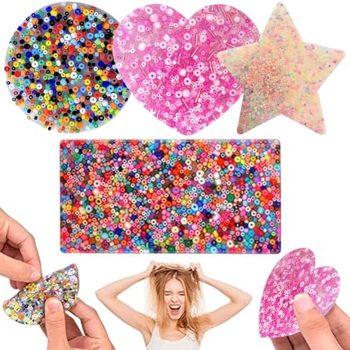 Skin Picking Fidget Toys,4 Stück Skin Picking Spielzeug Silikon Picking Pad Fünfzackiger Stern Picking Pad Herzförmig Rund Rechteckig Form Haut Picking Spielzeug Relief Fidget Toy ADHD OCD von BCEDIGAD