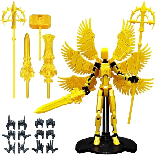 T13 Action Figure Mit Flügeln,T13 Roboter-Actionfigur 3D-Gedruckter Mehrgelenke Multi-Artikular Lucky Mobil Roboter Nova T-13 Desktop-Dekorationen Für Spielliebhaber Spielzeug (Gold) von BCEDIGAD