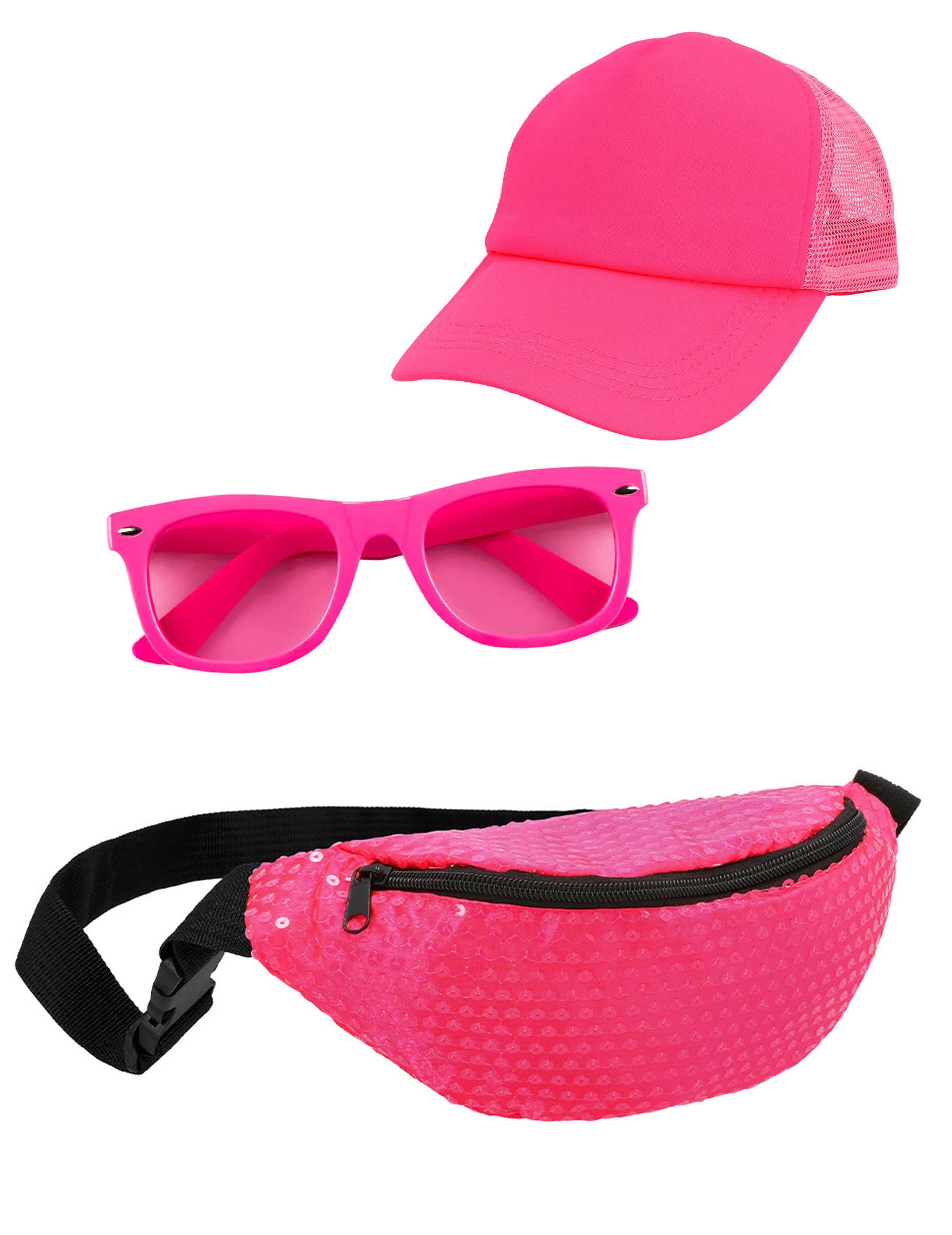 80er Jahre Accessoire Set neonpink von BCI