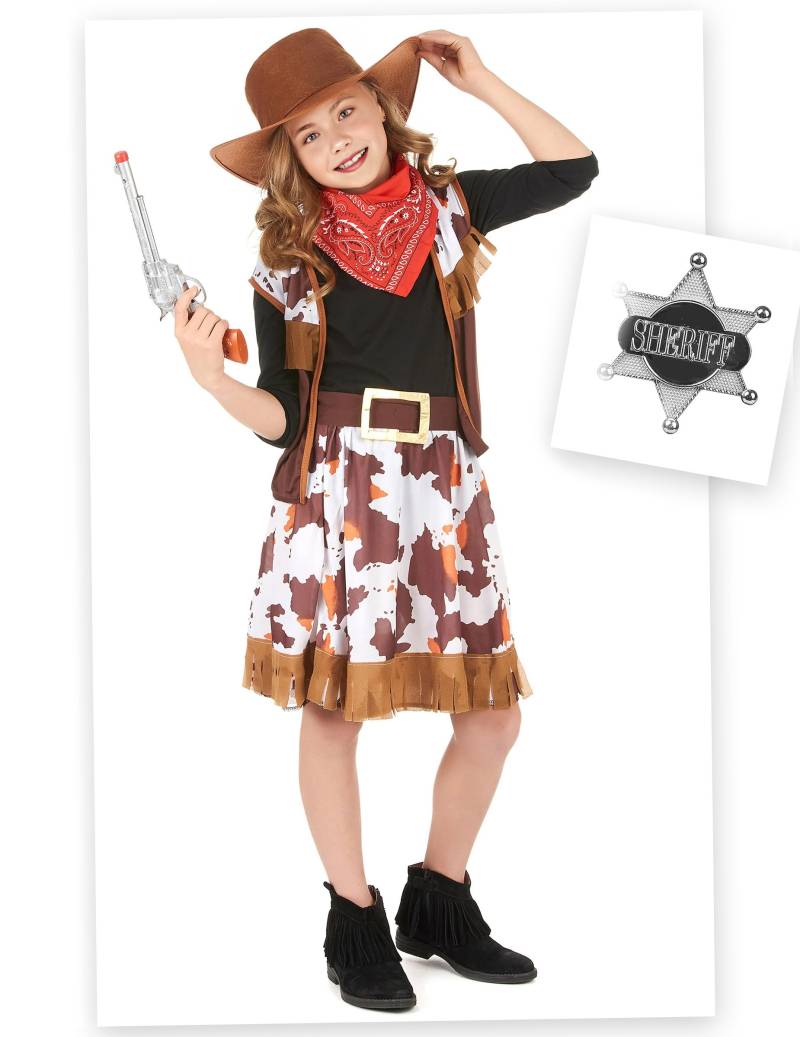 Cowgirl-Kostüm-Set für Mädchen 7-teilig braun von BCI