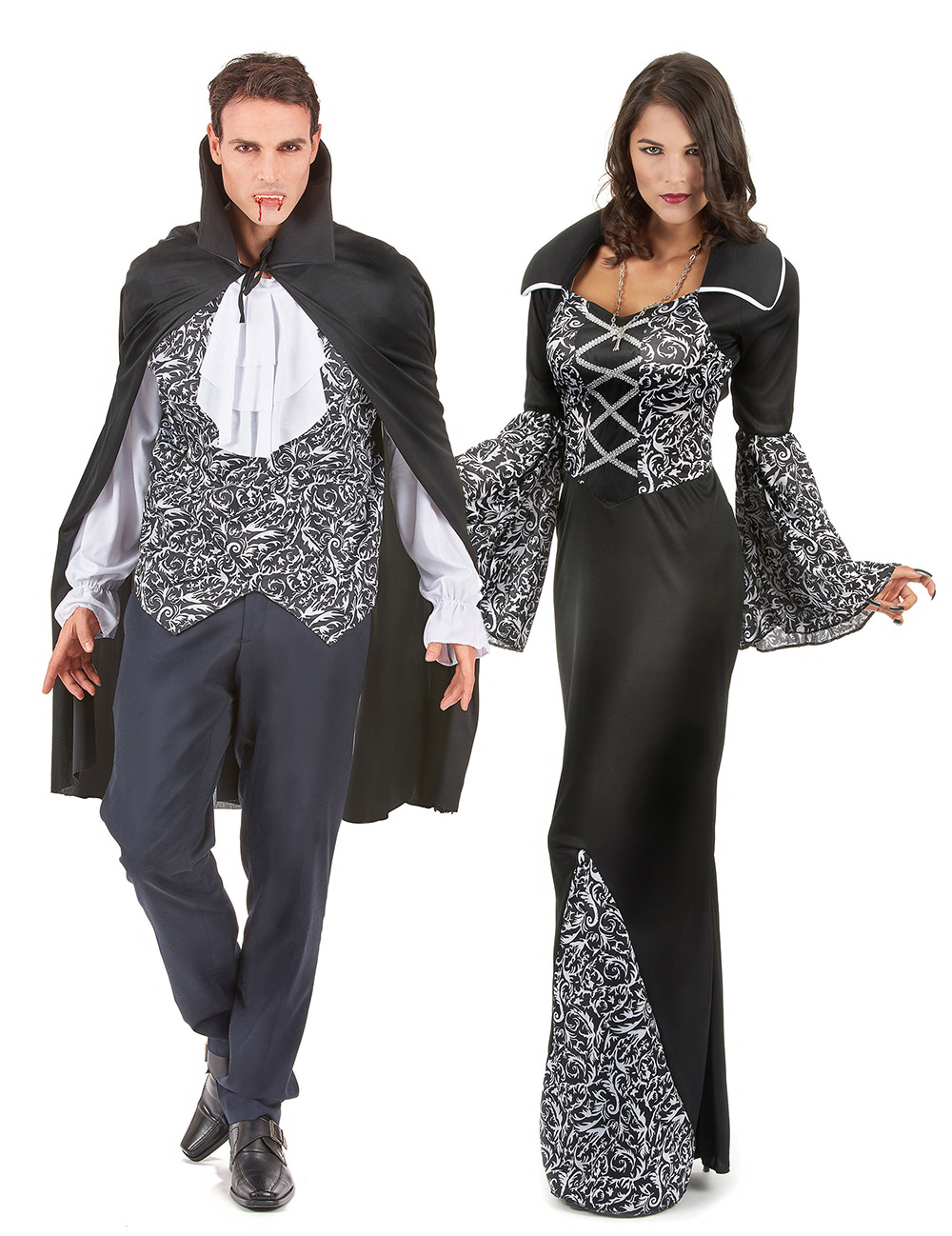 Edler Vampir-Paarkostüm Halloween schwarz-weiss Edler Vampir-Paarkostüm Halloween schwarz-weiss von BCI