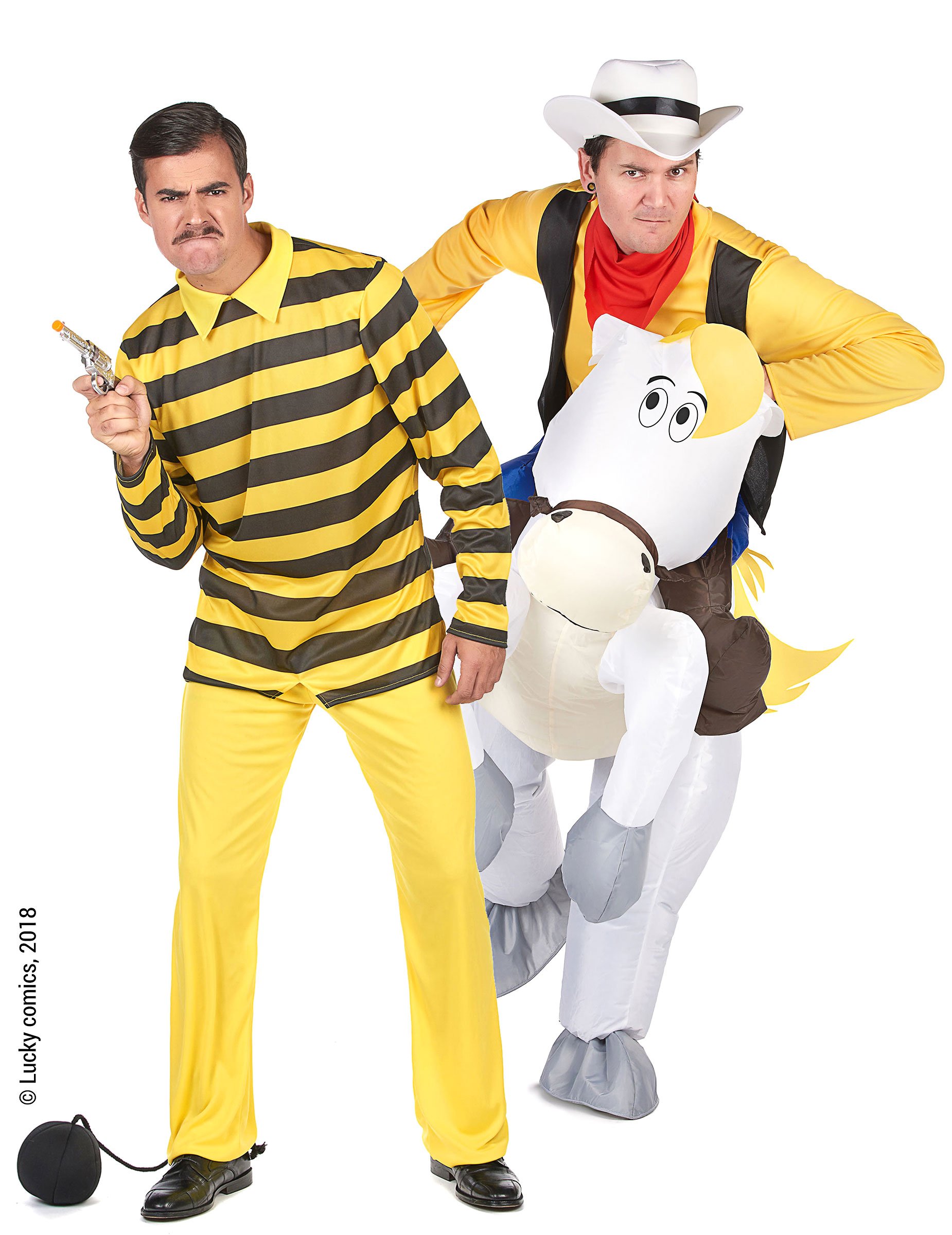 Lucky Luke + Dalton Paarkostüm für Erwachsene gelb-bunt Lucky Luke + Dalton Paarkostüm für Erwachsene gelb-bunt von BCI