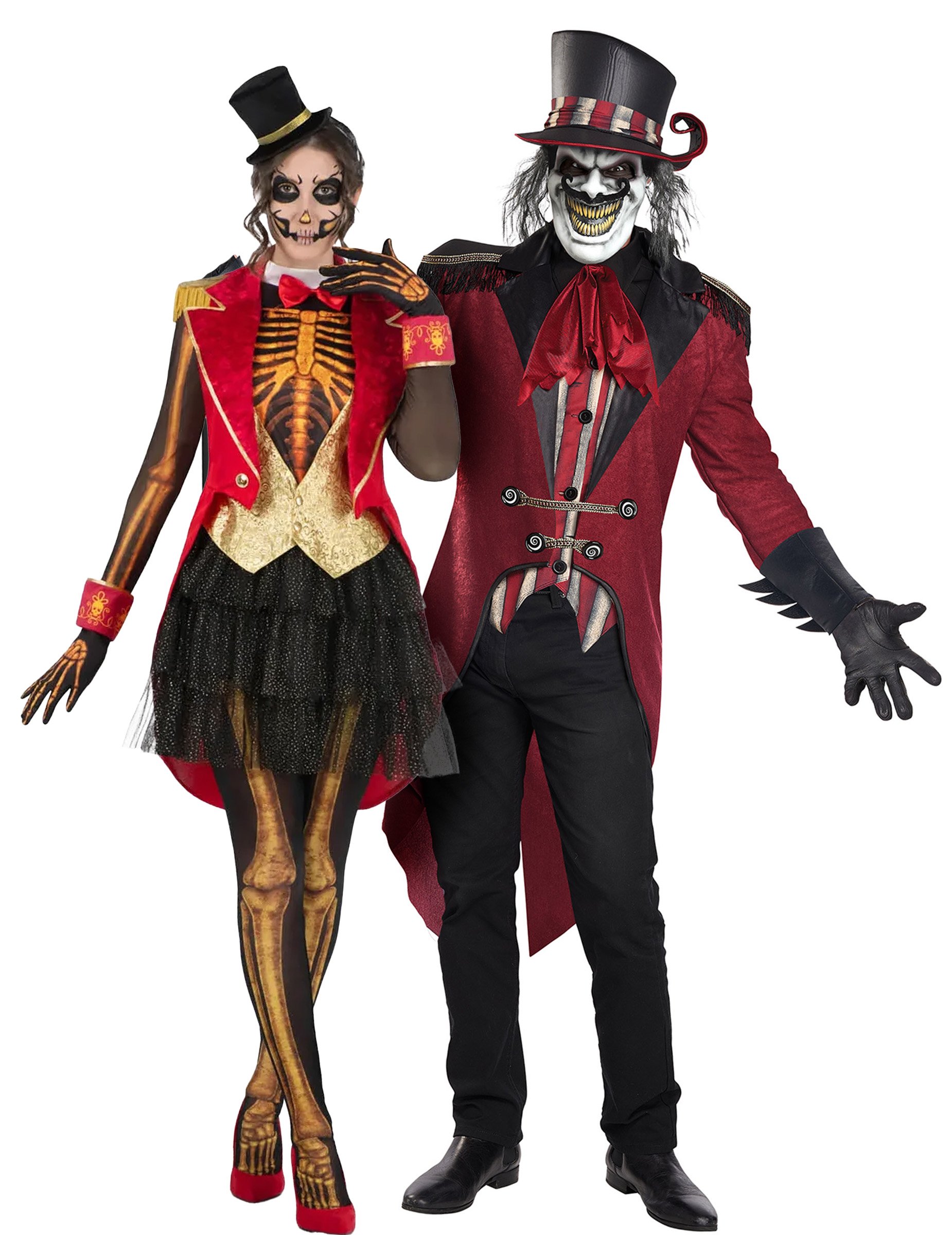 Paarkostüm Dompteur und Madame Loyal im Skelett Design für Erwachsene Paarkostüm Dompteur und Madame Loyal im Skelett Design für Erwachsene von BCI