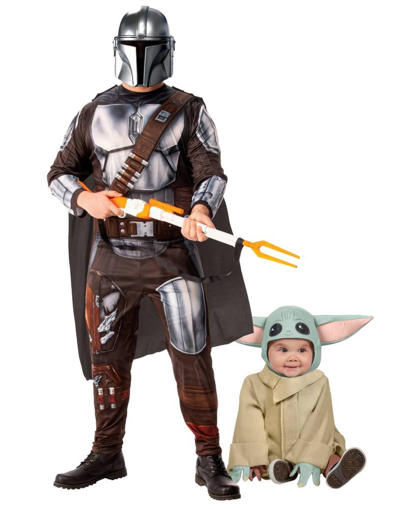 Paarkostüm Mandalorianer und Baby Yoda Erwachsene-Kind von BCI