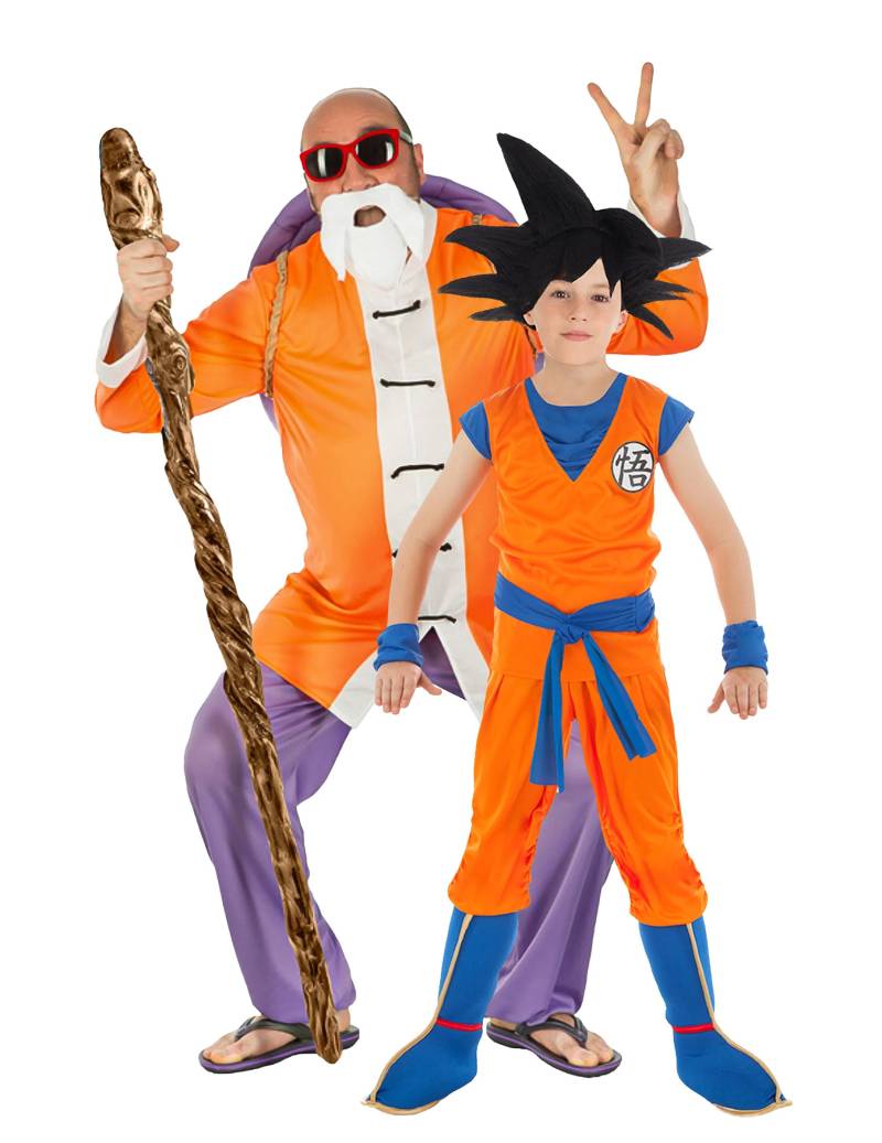 Paarkostüm Meister Roshi und Son Goku Erwachsener-Kind von BCI