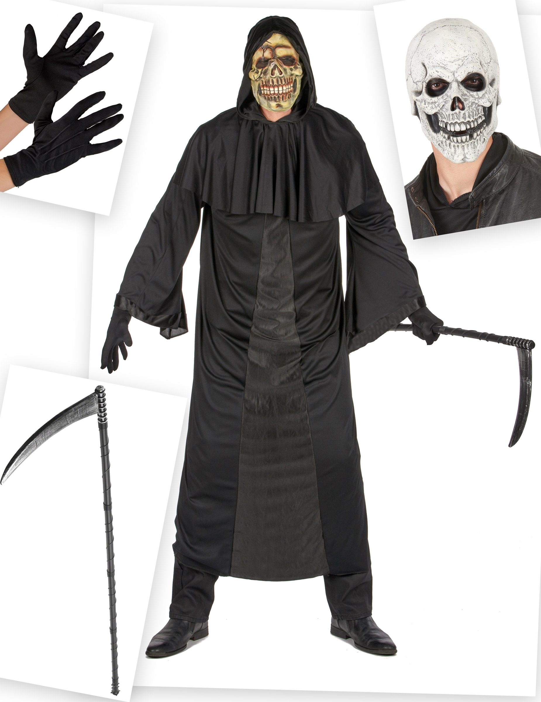 Sensenmann-Kostüm-Set für Herren Halloween 5-teilig schwarz von BCI