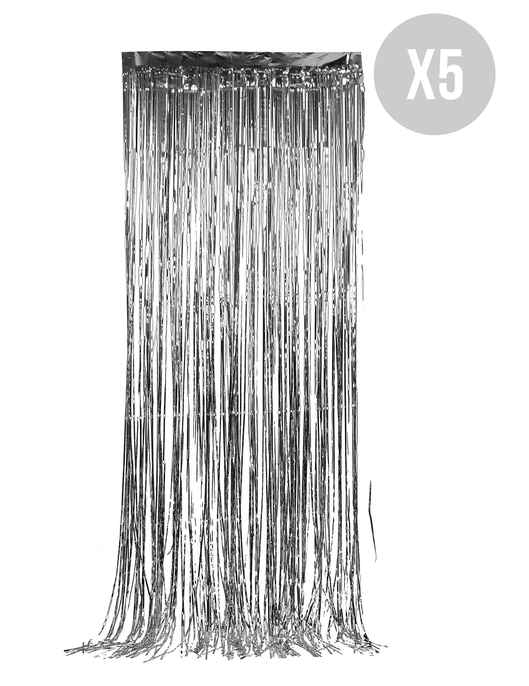 Vorhang-Set Silvester-Deko glitzernd 5 Stück silber 90x244cm von BCI