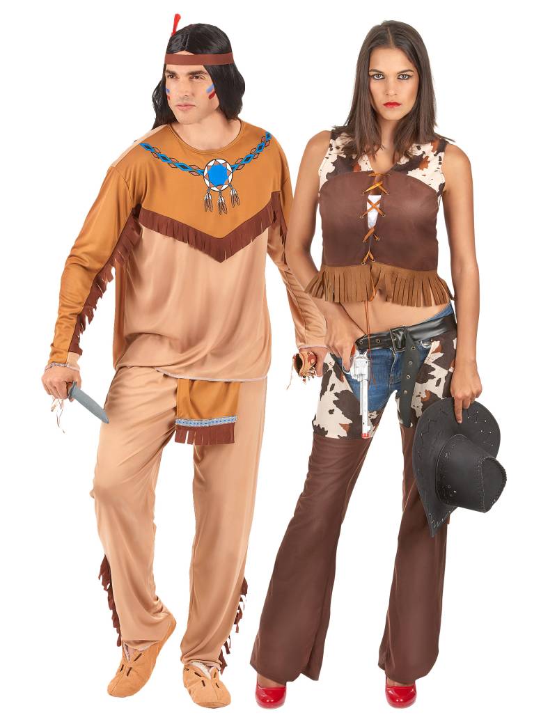 Western-Paarkostüm Indianer und Cowgirl braun von BCI