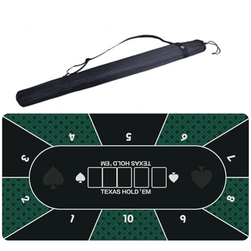 BCJMKDX Poker-Matten. Pokertischmatte 120 x 60 cm, 8–10 Spieler, zusammenklappbares Pokertisch-Layout mit Tragetasche for Pokerspiele von BCJMKDX